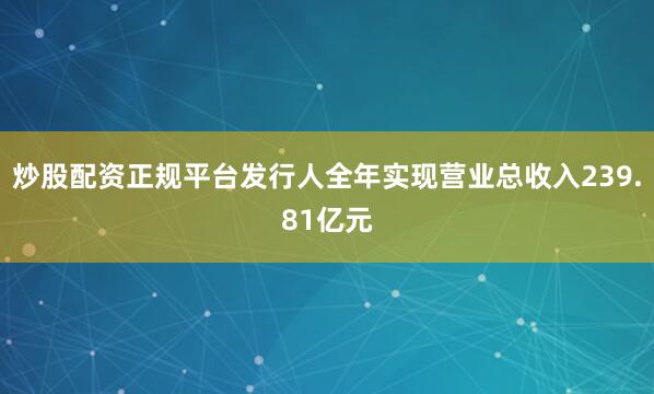 炒股配资正规平台发行人全年实现营业总收入239.81亿元