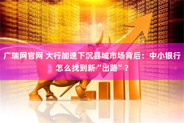 广瑞网官网 大行加速下沉县域市场背后：中小银行怎么找到新“出路”？
